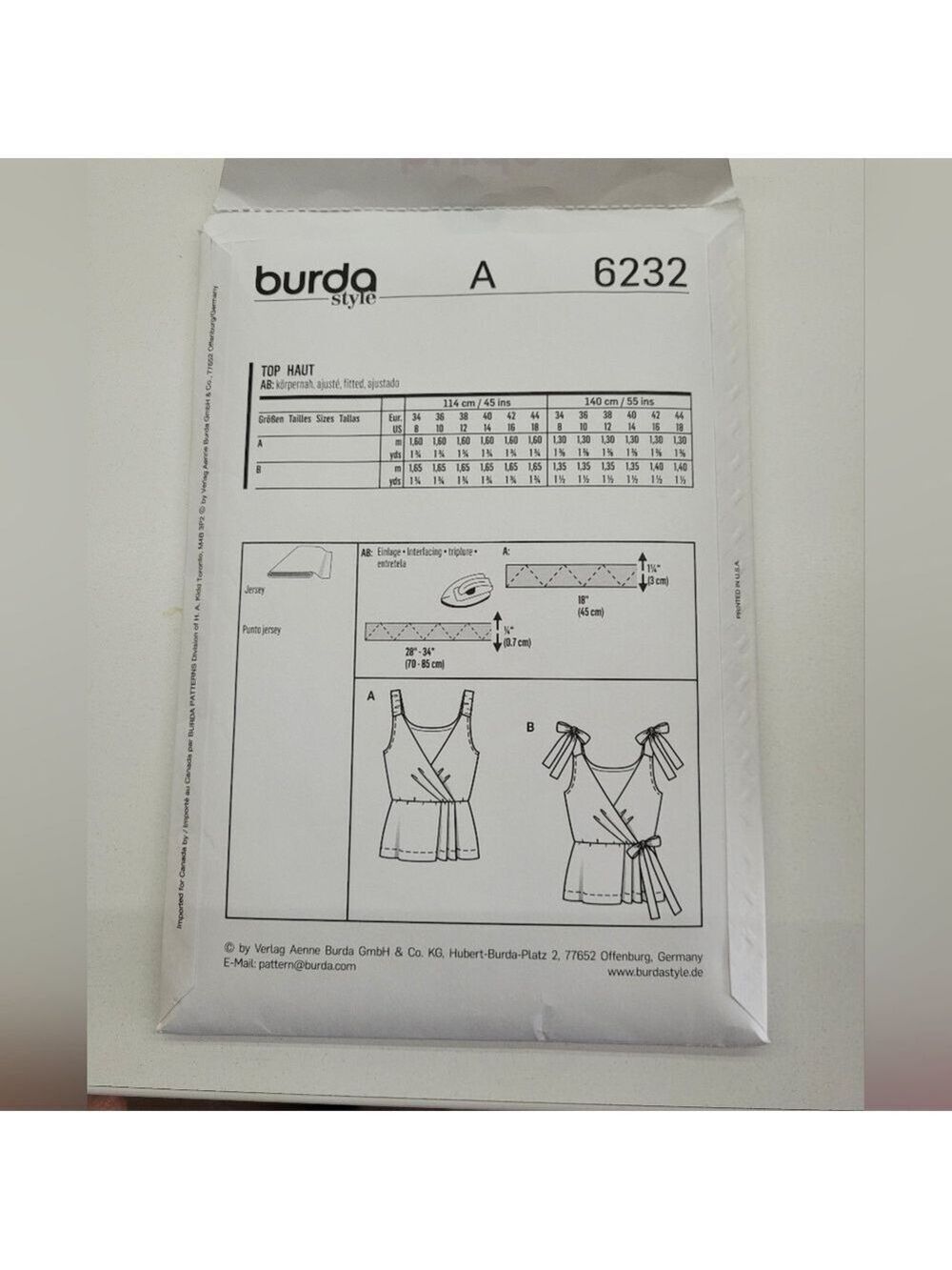 ✨4/$20✨ Burda 6232 Top sewing Pattern Uncut Size 8-18 DIY Supplies - Picture 2 of 6
